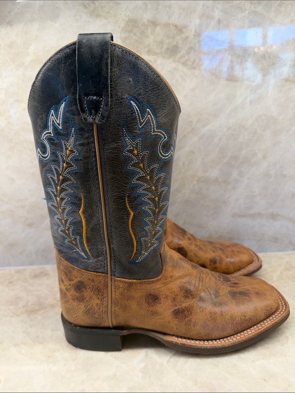 Lucchese Kids Two-Tone Brown & Dark Blue Western Boots